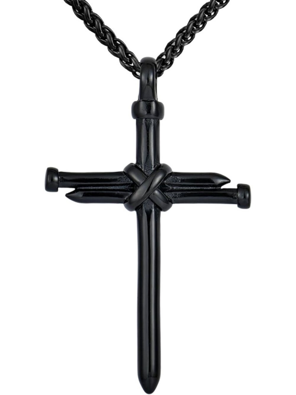 Men's 18K Gold Plated Crucifix Necklace, Stainless Steel Masonic Nail Pendant